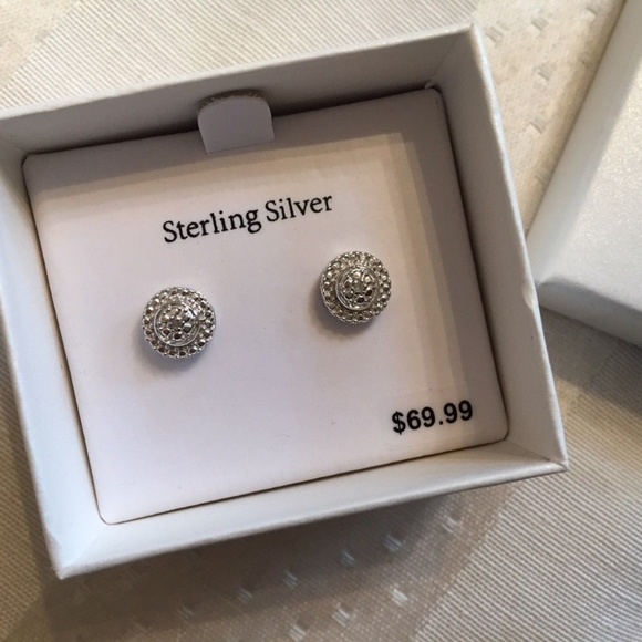 Sterling Silver Halo Style Diamond Accent Earrings - Picture 4 of 8